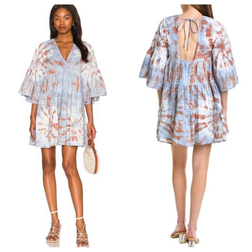 Young Fabulous & Broke YFB Marley Mini Dress in Blue Tie Dye size small
